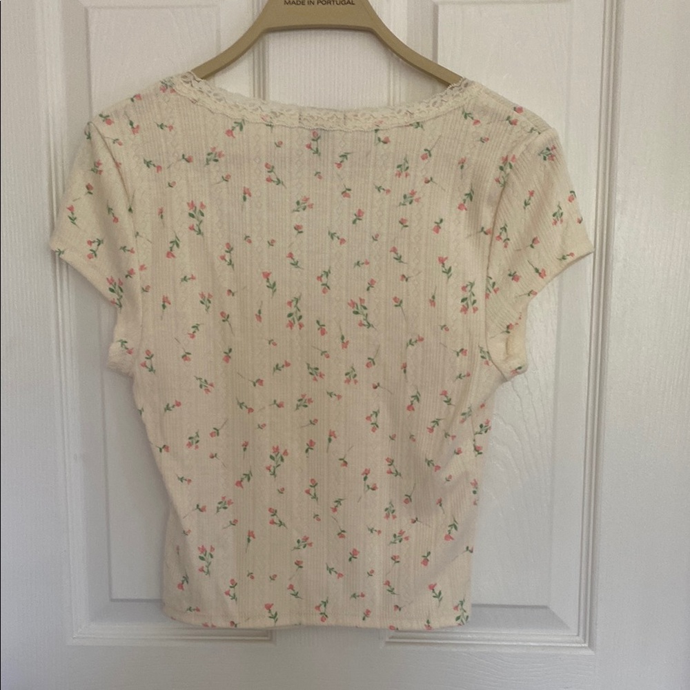 Wild Fable Pointelle Floral Top with Cap Sleeves & Rosebud Small - Picture 2 of 4